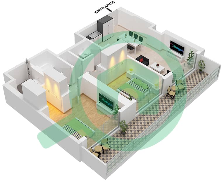 Grand Bleu Tower 2 - 2 Bedroom Apartment Unit 4 FLOOR 18 Floor plan Unit 4 Floor 18 interactive3D
