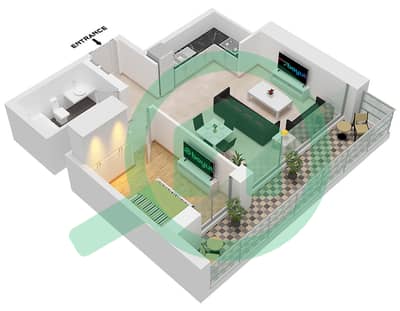 溪缘 1 号大厦 - 1 卧室公寓单位G4,5 FLOOR GROUND , 1戶型图