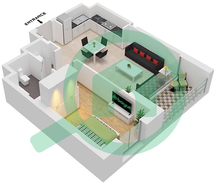 Creek Edge Tower 1 - 1 Bedroom Apartment Unit 6 FLOOR 3-18,20-38 Floor plan Unit 6 Floor 3-18
Unit 6 Floor 20-38 interactive3D