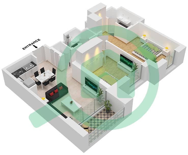 溪缘 1 号大厦 - 2 卧室公寓单位3,4 FLOOR 39,40戶型图 Unit 4 Floor 39
Unit 3 Floor 40 interactive3D