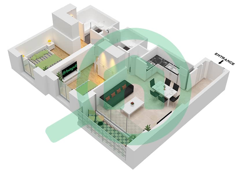 溪缘 1 号大厦 - 2 卧室公寓单位6,7 FLOOR 39,40戶型图 Unit 7 Floor 39
Unit 6 Floor 40 interactive3D