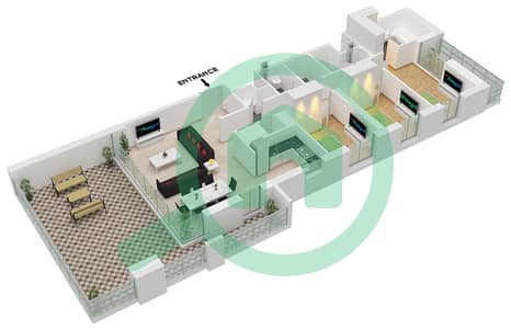 المخططات الطابقية لتصميم الوحدة 5,6 FLOOR 39,40 شقة 3 غرف نوم - كريك ايدج تاور 1