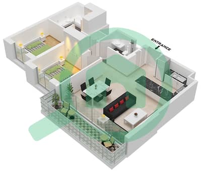 المخططات الطابقية لتصميم الوحدة 5 FLOOR LOWER GROUND تاون هاوس 2 غرفة نوم - كريك ايدج تاور 1