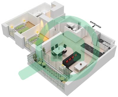 المخططات الطابقية لتصميم الوحدة 6 FLOOR LOWER GROUND تاون هاوس 2 غرفة نوم - كريك ايدج تاور 1