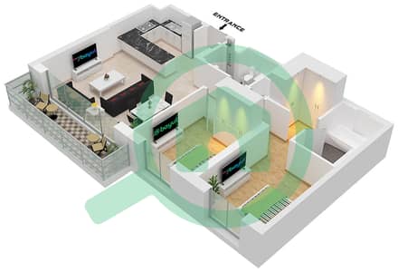 المخططات الطابقية لتصميم الوحدة 7 FLOOR LOWER GROUND تاون هاوس 2 غرفة نوم - كريك ايدج تاور 1