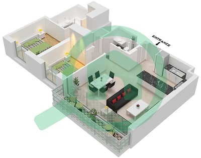 المخططات الطابقية لتصميم الوحدة 8 FLOOR LOWER GROUND تاون هاوس 2 غرفة نوم - كريك ايدج تاور 1