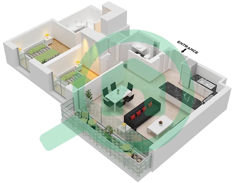 Creek Edge Tower 1 - 2 Bedroom Townhouse Unit 8 FLOOR LOWER GROUND Floor plan Unit 8 Lower Ground interactive3D