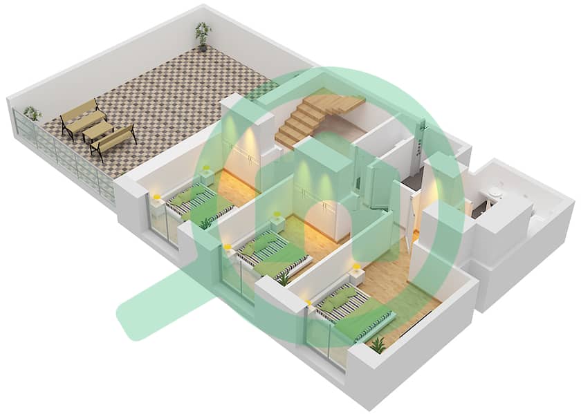 المخططات الطابقية لتصميم الوحدة 109 FLOOR LOWER GROUND تاون هاوس 3 غرف نوم - كريك ايدج تاور 1 Unit 109 Lower Ground interactive3D