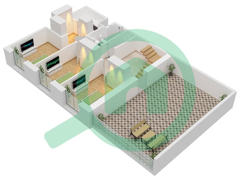 溪缘 1 号大厦 - 3 卧室联排别墅单位108 FLOOR LOWER GROUND戶型图 Unit 108 Lower Ground interactive3D