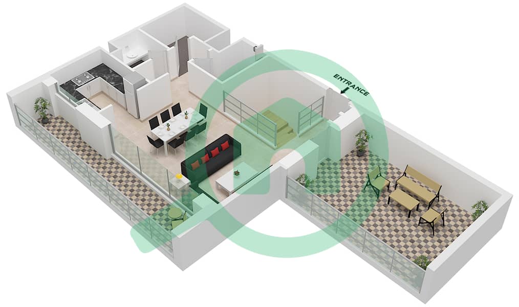 Creek Edge Tower 1 - 3 Bedroom Townhouse Unit 108 FLOOR LOWER GROUND Floor plan Unit 108 Upper Floor interactive3D