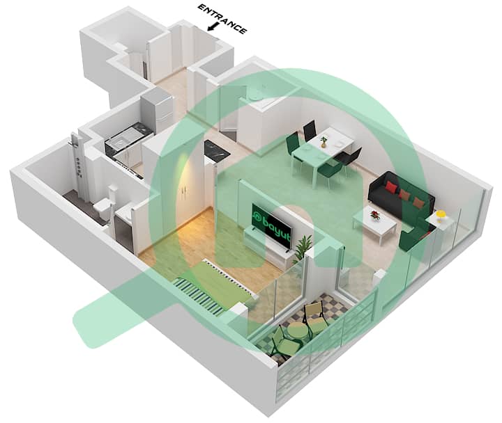 المخططات الطابقية لتصميم النموذج / الوحدة TYPE G / UNIT 10 شقة 1 غرفة نوم - شوبا كريك فيستا هايتس برج B Type G
Unit 10
Floor 10-32,34-54 interactive3D