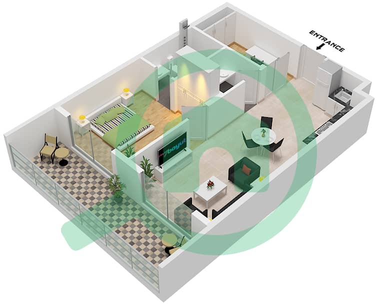 Vincitore Volare - 1 Bedroom Apartment Type PREMIUM Floor plan Type Premium interactive3D