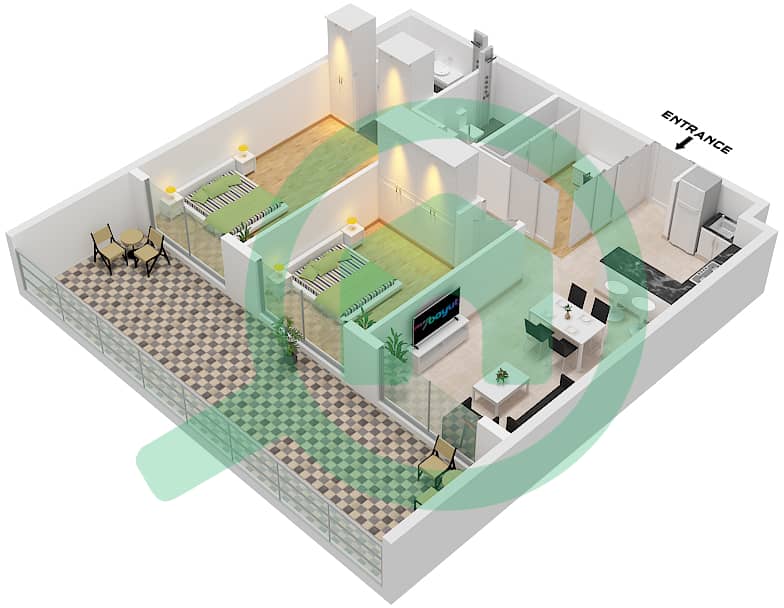 Vincitore Volare - 2 Bedroom Apartment Type LUXURY Floor plan Type Luxury interactive3D