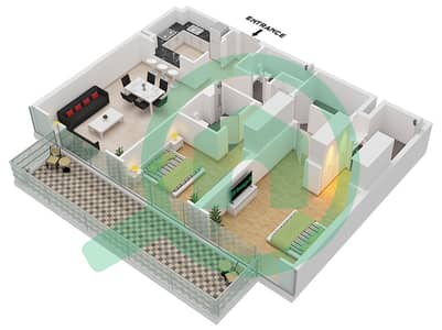 Хиллс Парк 399 - Апартамент 2 Cпальни планировка Тип A
