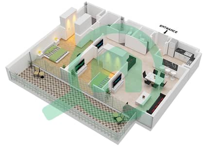 399山林公园综合大楼 - 2 卧室公寓类型C戶型图