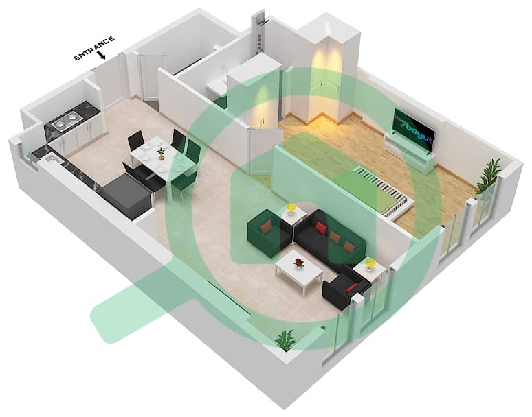 MAG 330 - 1 Bedroom Apartment Type/unit 1 / UNIT 2-8 Floor plan 1-Unit 2-8 interactive3D