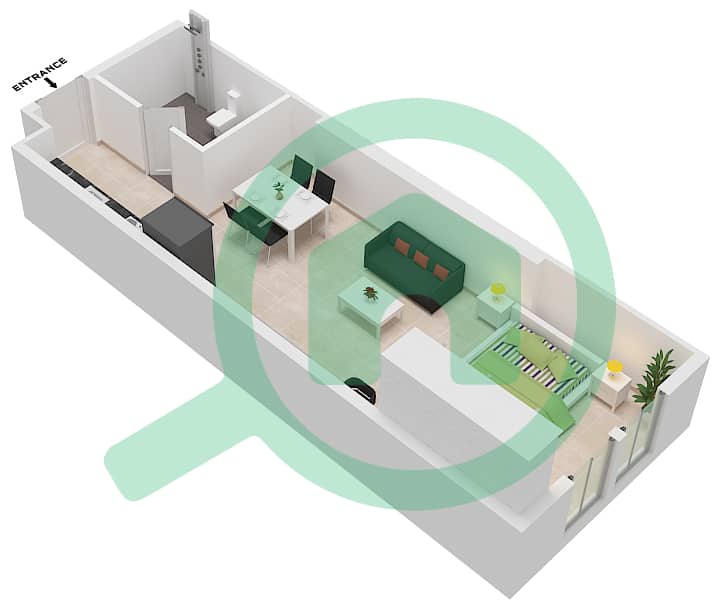 MAG 330 - Studio Apartment Type/unit 2 / UNIT 16-20,25-28 Floor plan 2- Unit 16-20,25-28 interactive3D