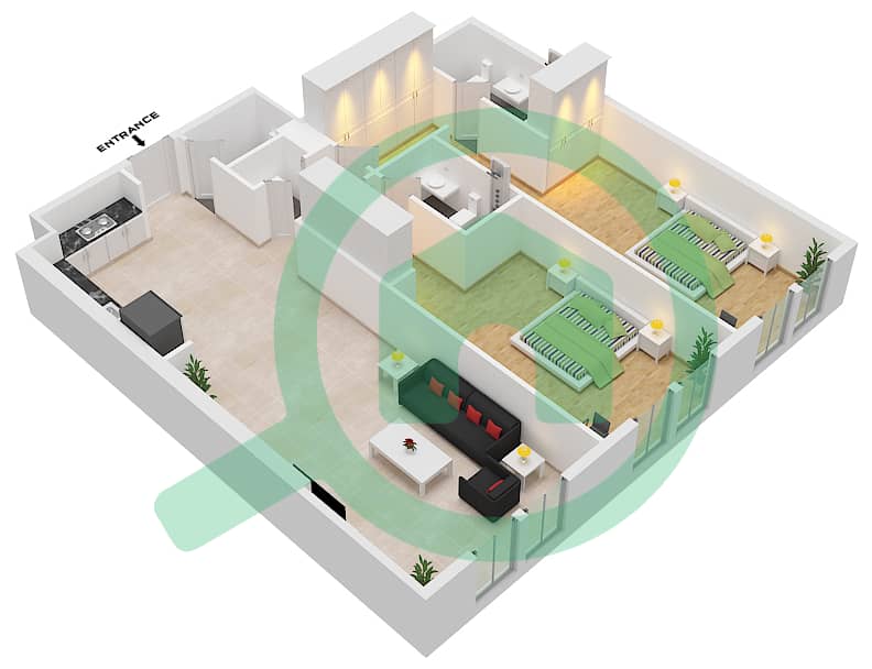 MAG 330 - 2 卧室公寓类型／单位3 / UNIT 14戶型图 3-Unit 14 interactive3D