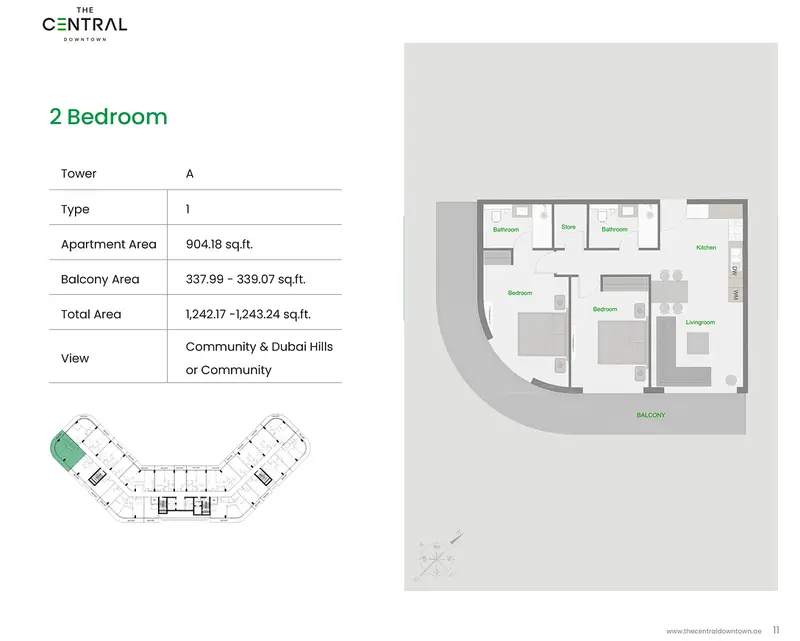 2 BR floor plan
