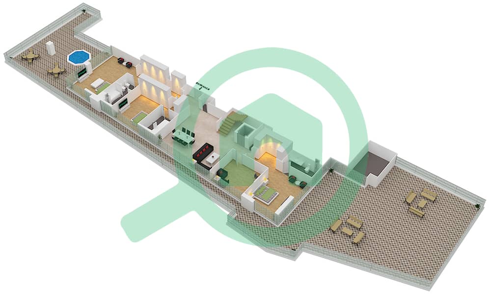 Park Gate Residence - 4 Bedroom Penthouse Type A Floor plan Lower Level interactive3D
