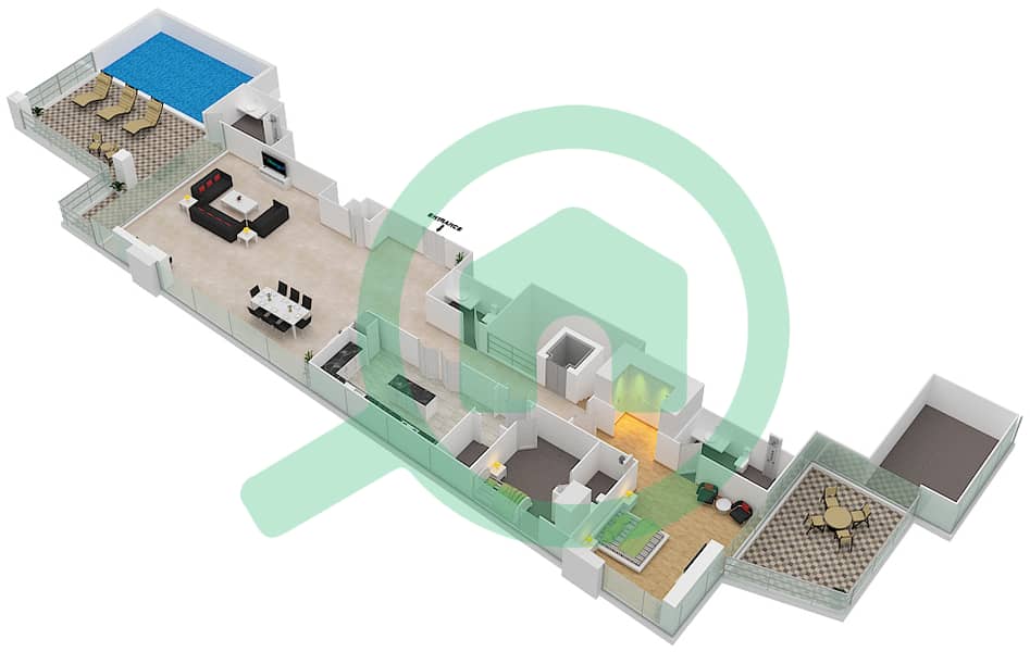 Park Gate Residence - 4 Bedroom Penthouse Type A Floor plan Upper Level interactive3D