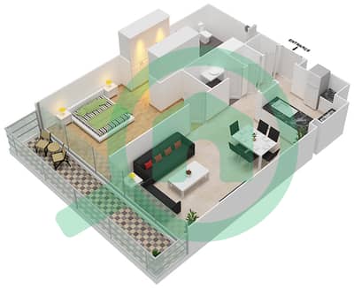Park Gate Residence D - 1 Bed Apartments Type 1A Floor plan