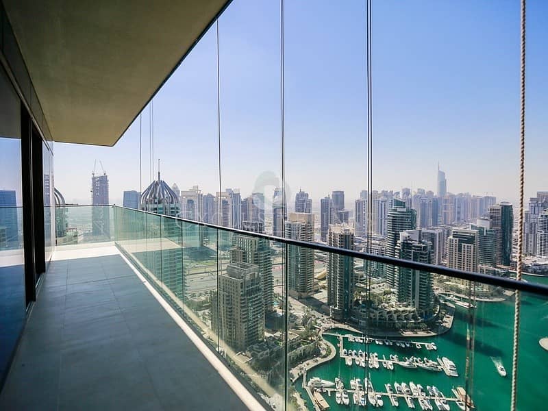 Panoramic views of marina from luxury modern unit