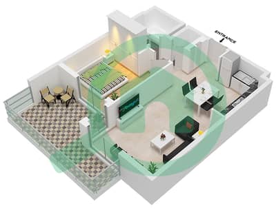 海洋之门2号大楼 - 1 卧室公寓类型／单位1A / UNIT 06-08 FLOOR 01戶型图
