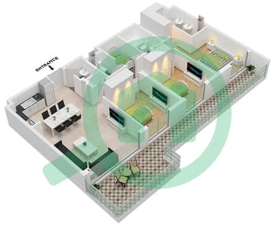 海洋之门2号大楼 - 3 卧室公寓类型／单位8B / UNIT 04 FLOOR 01戶型图