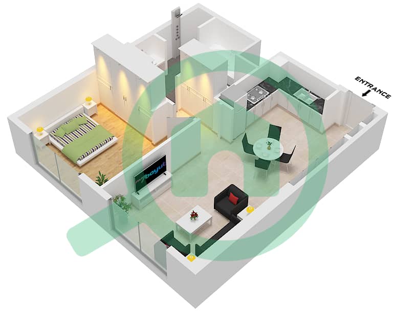 St. Regis The Residences Tower 2 - 1 Bedroom Apartment Type/unit C /UNIT 1 FLOOR PODIIUM 2 Floor plan Type C Unit 1 Floor Podium 2 interactive3D