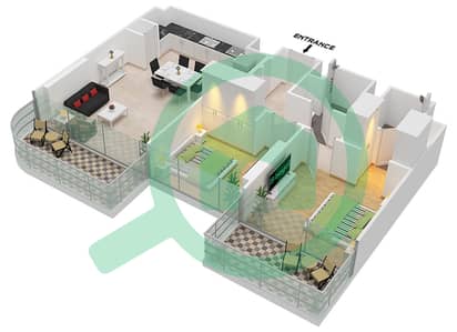 Azizi Venice - 2 Bedroom Apartment Unit 4 FLOOR 2-10 Floor plan