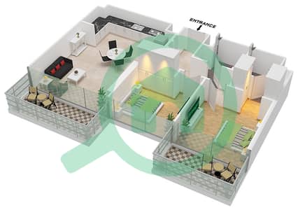 Azizi Venice - 2 Bedroom Apartment Unit 11 FLOOR 2-10 Floor plan