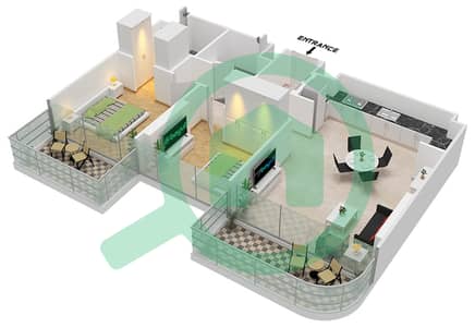 Azizi Venice - 2 Bedroom Apartment Unit 5 FLOOR 2-10 Floor plan