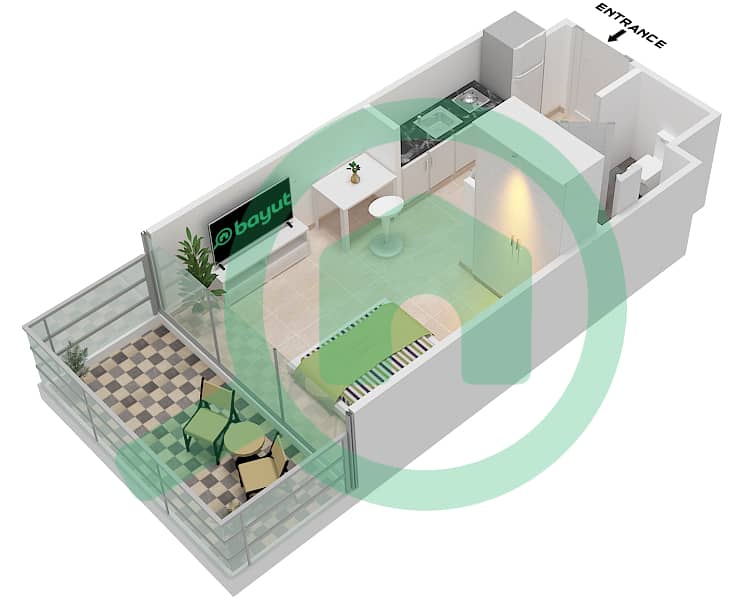 Azizi Venice - Studio Apartment Unit 6 FLOOR 2-10 Floor plan Unit 6 Floor 2-10 interactive3D