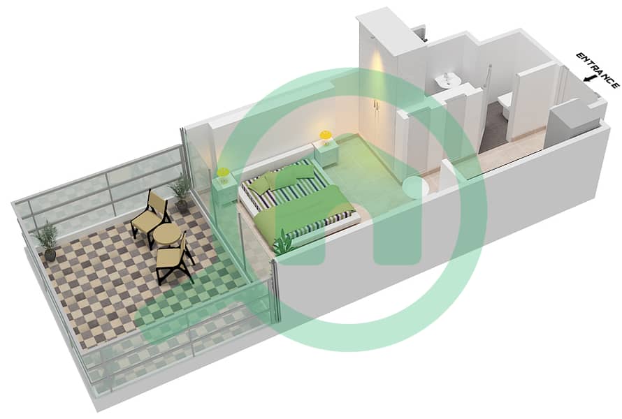المخططات الطابقية لتصميم الوحدة 12 FLOOR 1 شقة استوديو - عزيزي ڤينيس Unit 12 Floor 1 interactive3D
