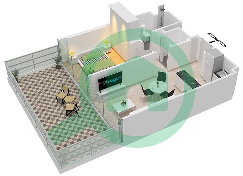 Azizi Venice - 1 Bedroom Apartment Unit 10 FLOOR 1 Floor plan Unit 10 Floor 1 interactive3D