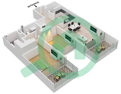 Mangrove Residences - 2 Bedroom Apartment Type 2 Floor plan