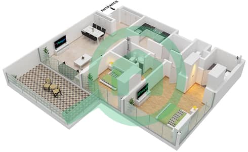 المخططات الطابقية لتصميم النموذج 3 شقة 2 غرفة نوم - مانغروف ريزيدنسز