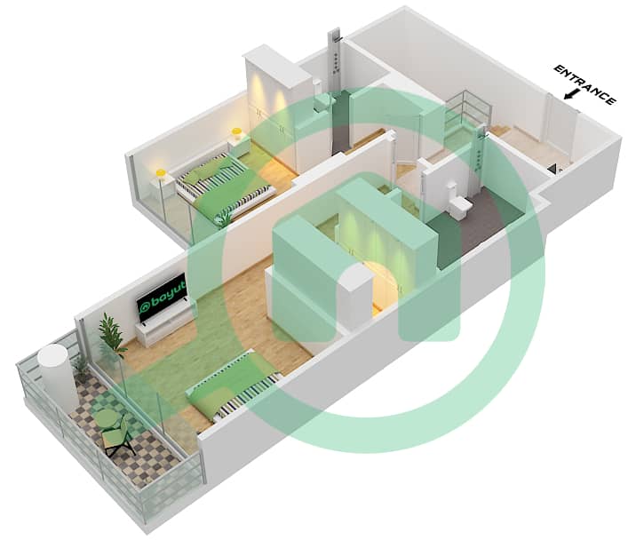Mangrove Residences - 3 Bedroom Apartment Type B Floor plan Type B Floor Upper interactive3D