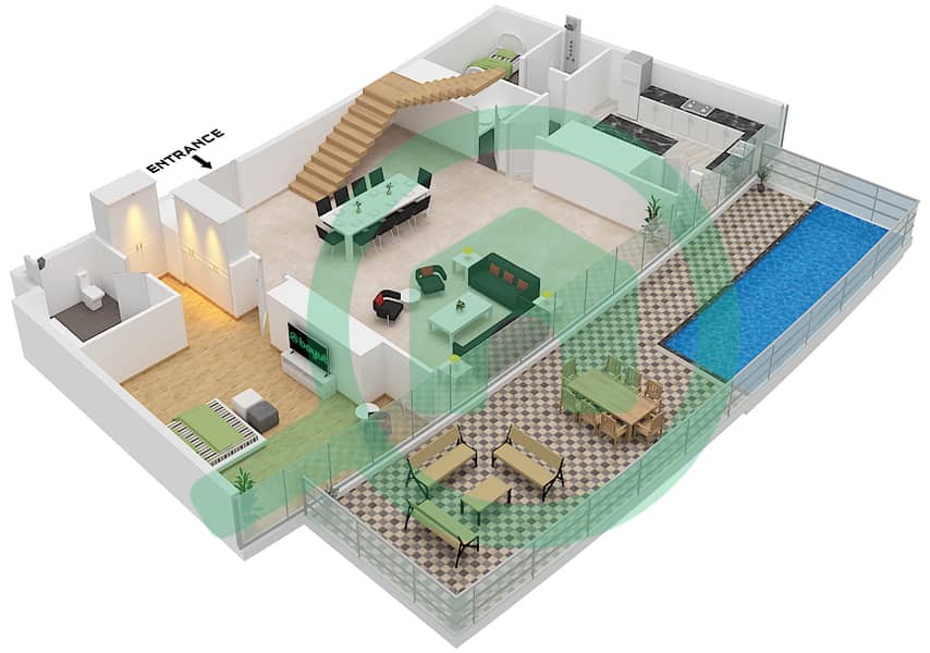 卡瓦利大厦 - 3 卧室公寓类型C戶型图 Type C
Floor Lower 49,51,53,55,57 interactive3D