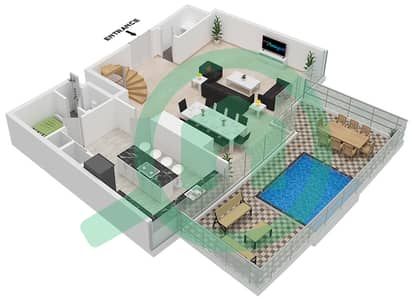 卡瓦利大厦 - 2 卧室公寓类型C,D戶型图