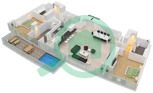 卡瓦利大厦 - 2 卧室公寓类型A1,A2 FLOOR 40-42戶型图