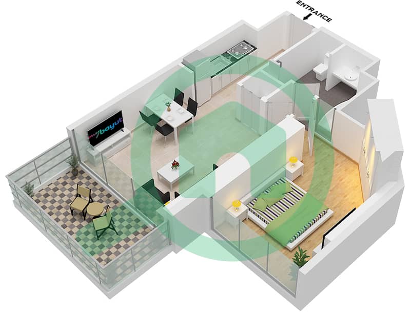 W Residences - 1 Bedroom Apartment Type/unit B1 / UNIT 7 FLOOR 1-46,48 Floor plan Type B1 Unit 7 Floor 1-46,48 interactive3D