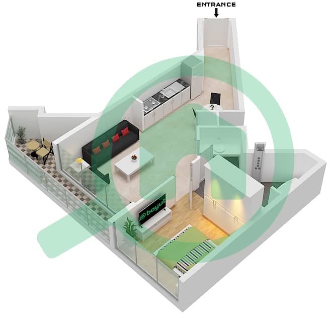 W Residences - 1 Bedroom Apartment Type/unit C / UNIT 6 FLOOR 1-46,48 Floor plan Type C Unit 6 Floor 1-46,48 interactive3D