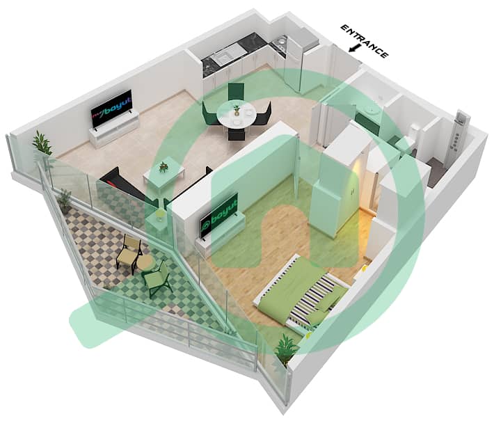 W Residences - 1 Bedroom Apartment Type/unit E /  UNIT 3 FLOOR 3,5,7 Floor plan Type E Unit 3 Floor 3,5,7,9,11,13,15,17,19 interactive3D