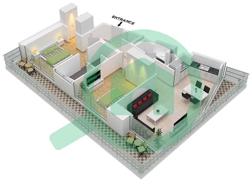 W Residences - 2 Bedroom Apartment Type/unit C1 / UNIT 5 FLOOR 3,5,7 Floor plan Type C1 Unit 5 Floor 3,5,7,9,11,13,15,17,19,23,25,27,29,31,33,35,37,39,41,43,45 interactive3D