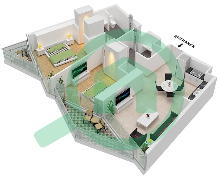 W Residences - 2 Bedroom Apartment Type/unit D1 / UNIT 4 FLOOR 3,5,7 Floor plan Type D1 Unit 4 Floor 3,5,7,9,11,13,15,17,19 interactive3D