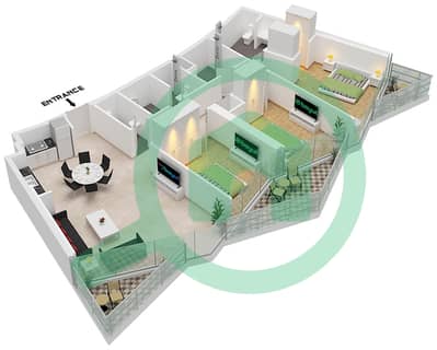 W Residences - 3 Bedroom Apartment Type/unit B / UNIT 2 FLOOR 23,25,27 Floor plan