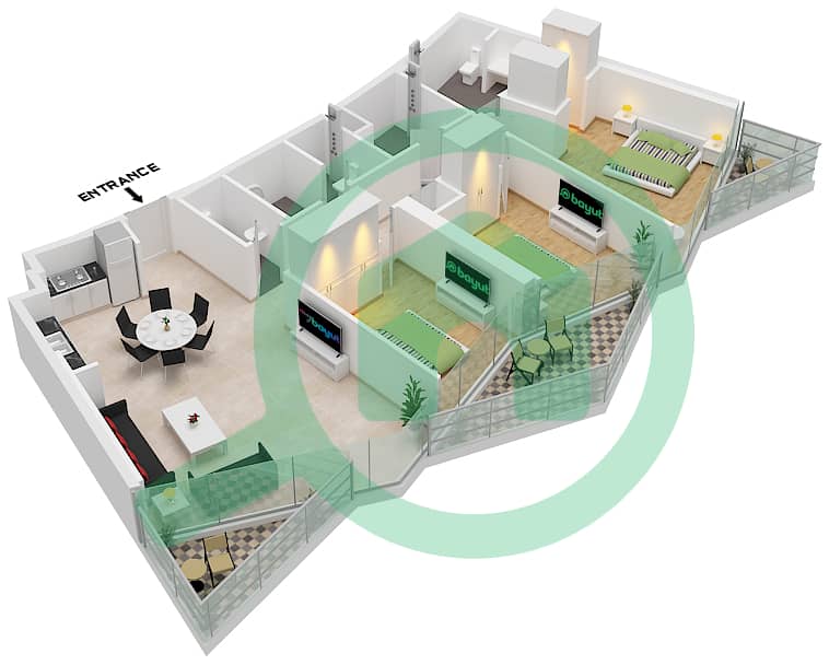 W Residences - 3 Bedroom Apartment Type/unit B / UNIT 2 FLOOR 23,25,27 Floor plan Type B Unit 2 Floor 23,25,27,29,31,33,35,37,39,41,43,45 interactive3D