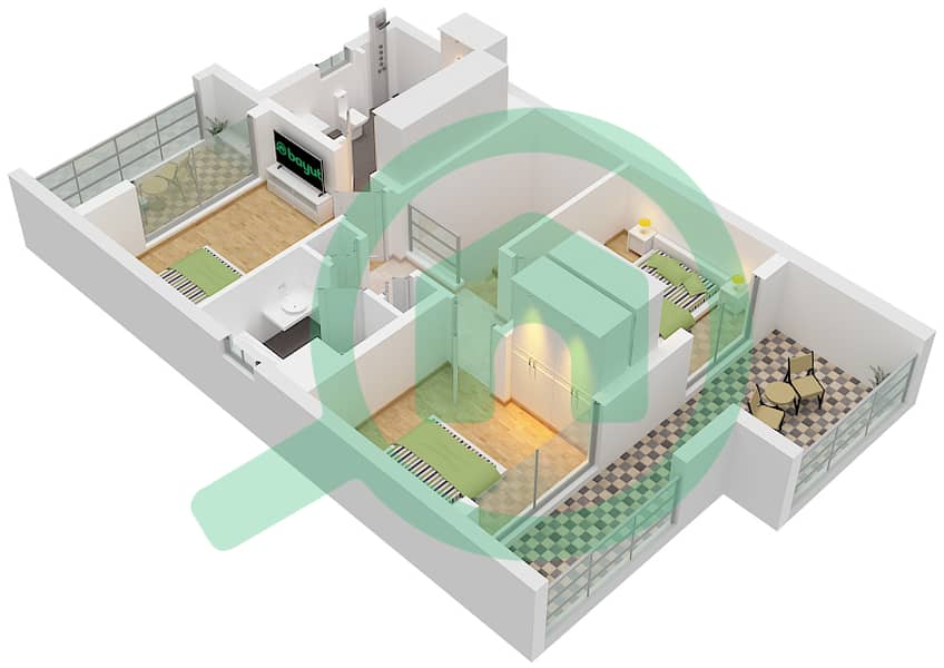Expo Golf Villas 6 (Greenviews 3) - 4 Bedroom Townhouse Type/unit A / UNIT 4 PLEX-TH 1 Floor plan Type A
Unit 4-8 Plex-Th 1
First Floor interactive3D
